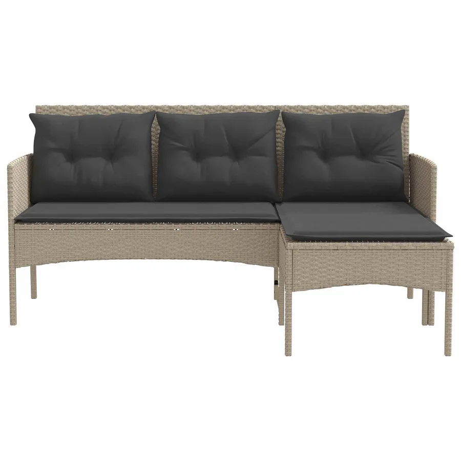 Ensemble de canapé de jardin avec coussin 2 pcs polyrotin - 7