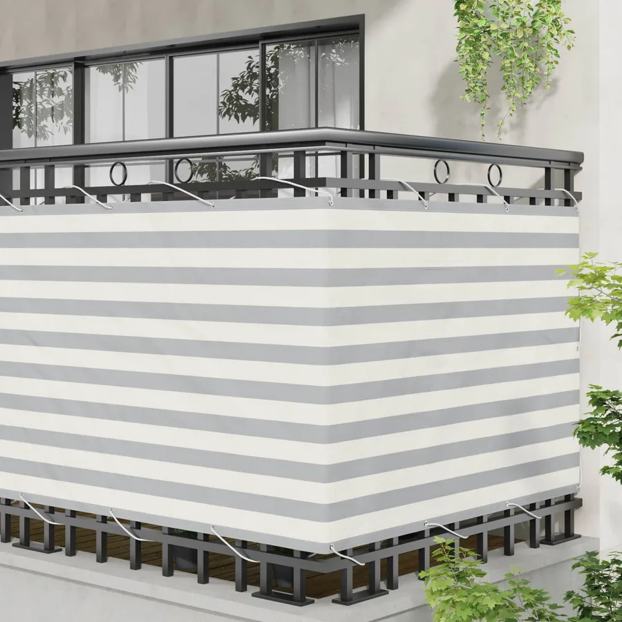 Écran de balcon Gris clair et blanc 120 x 700 cm - 3
