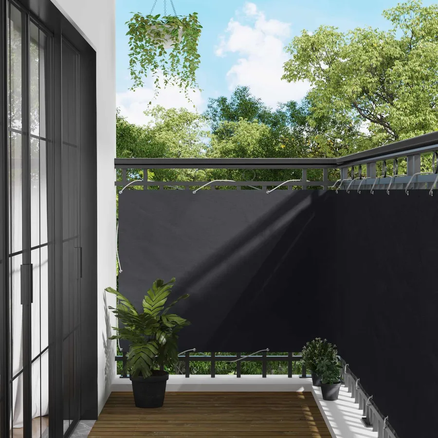 Écran de balcon Noir 120 x 200 cm Oxford alu enduit de PU