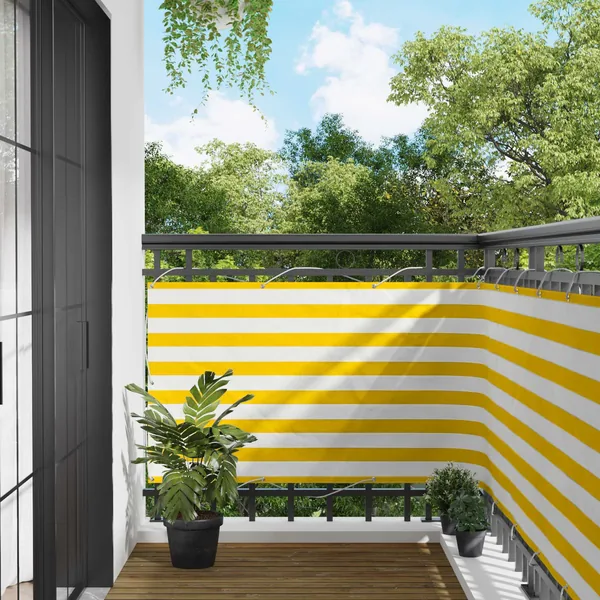 Écran de balcon Jaune et blanc 90 x 200 cm
