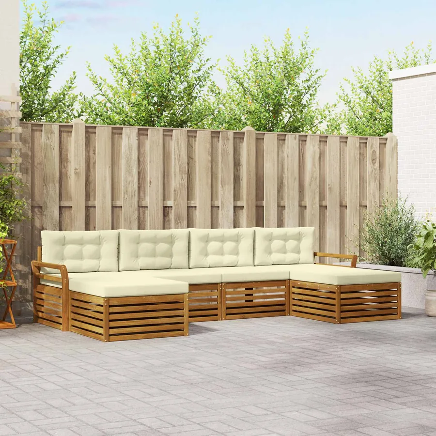 Ensembles de canapés avec coussin 6 pcs Naturel et Crème