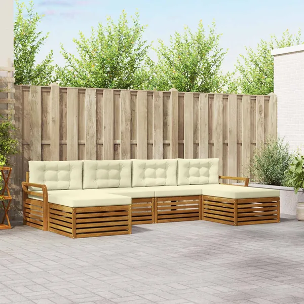 Ensembles de canapés avec coussin 6 pcs Naturel et Crème