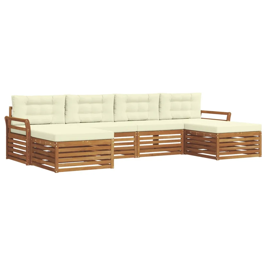 Ensembles de canapés avec coussin 6 pcs Naturel et Crème - 2