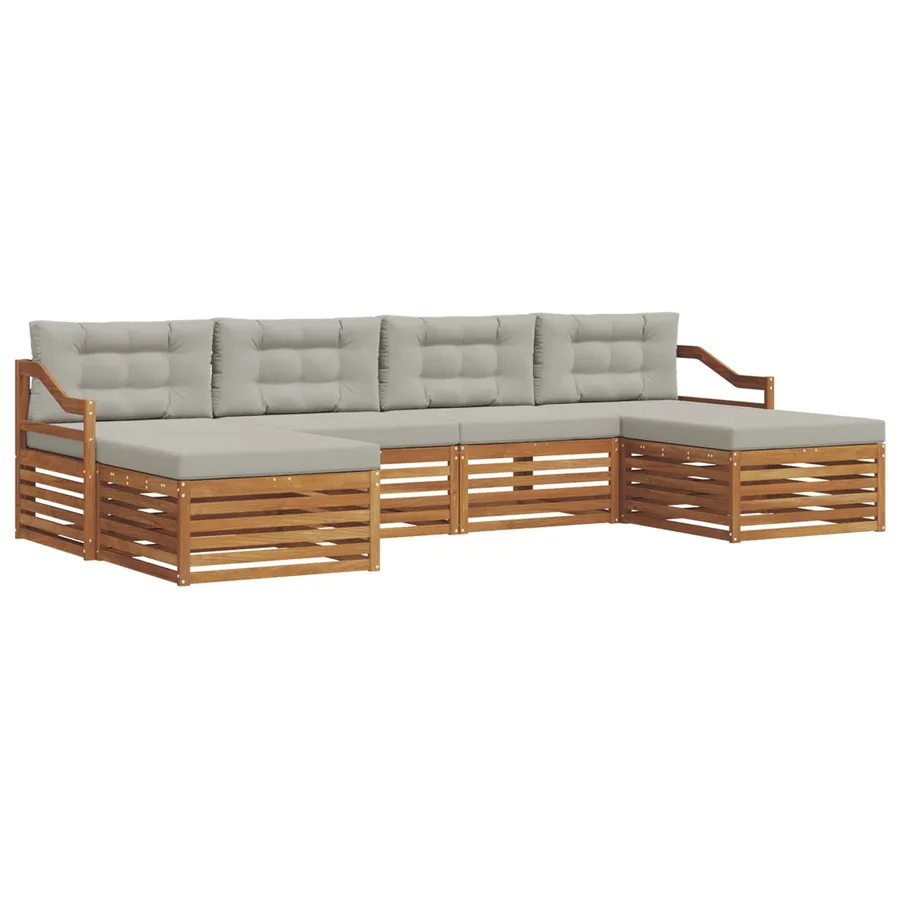 Ensembles de canapés avec coussin 6 pcs Gris Naturel et Clair - 2