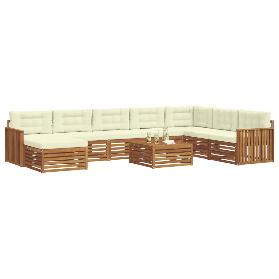 Ensemble de canapés d'extérieur 9 pcs Naturel et Crème - 3