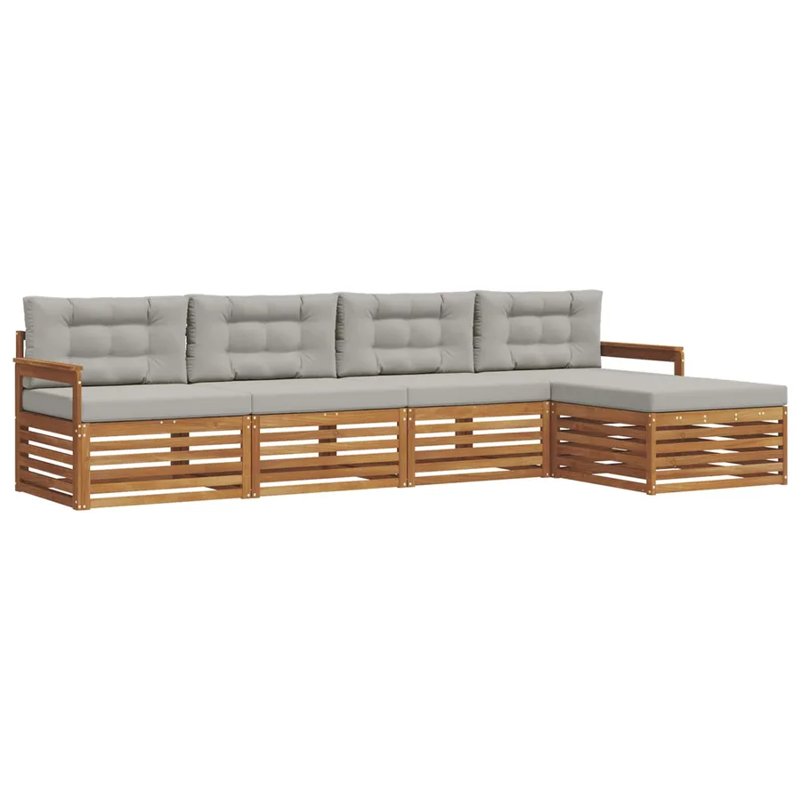 Ensemble de canapés d'extérieur 5 pcs Gris Naturel et Clair - 2
