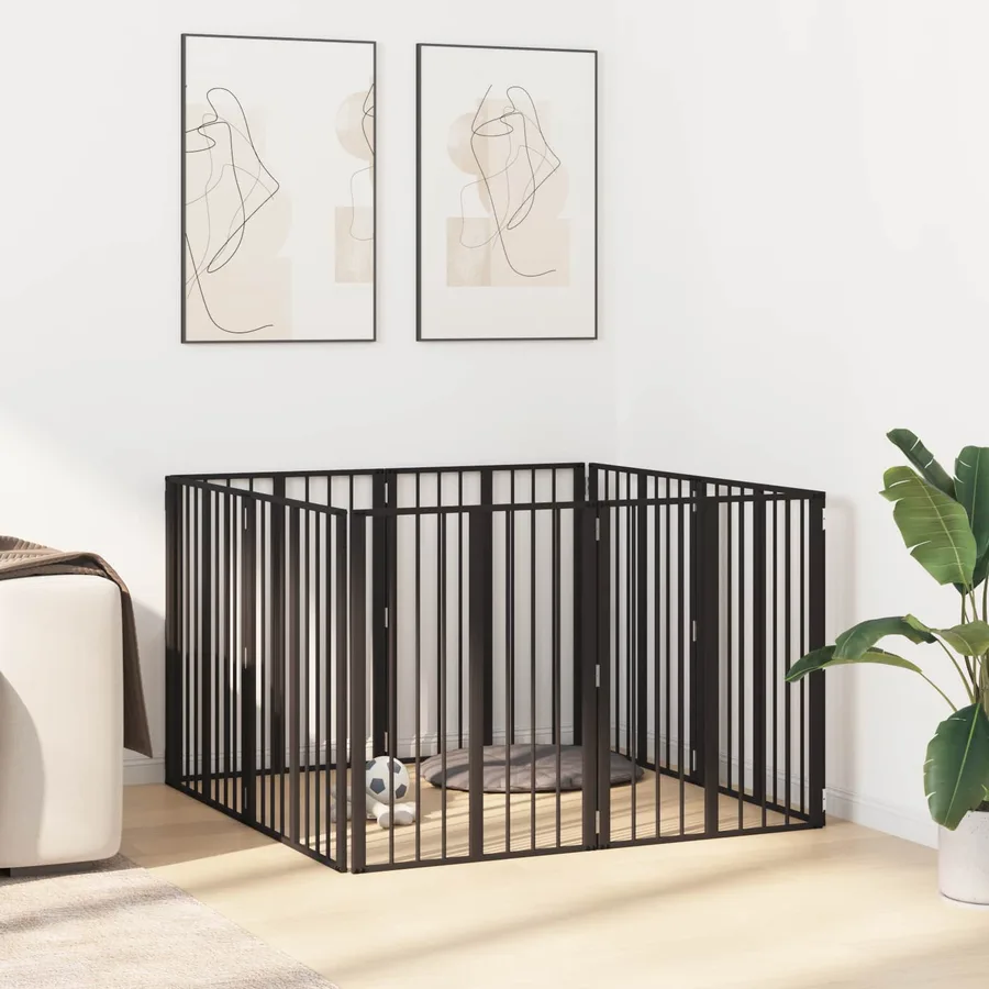 Porte pour chien 8 pcs Noir 60 x 80 cm Acier galvanisé - 3