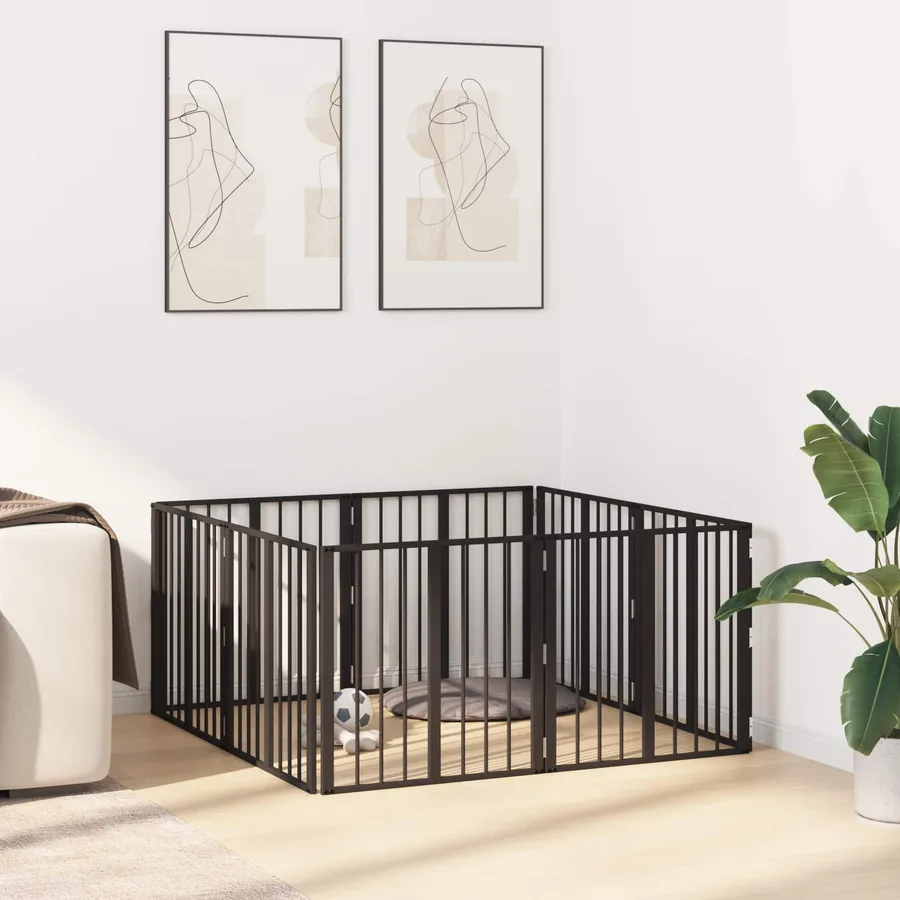 Porte pour chien 8 pcs Noir 60 x 60 cm Acier galvanisé - 3