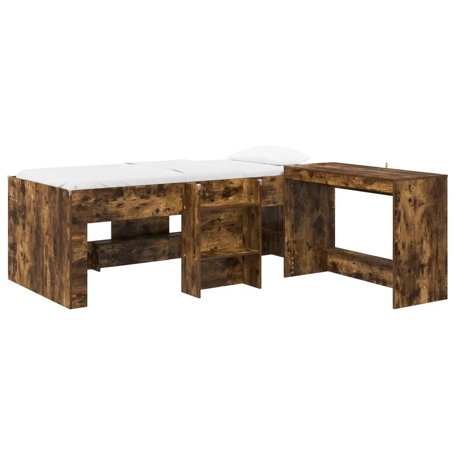 Lit haut pour enfants avec bureau 2 pc Chêne fumé - 2