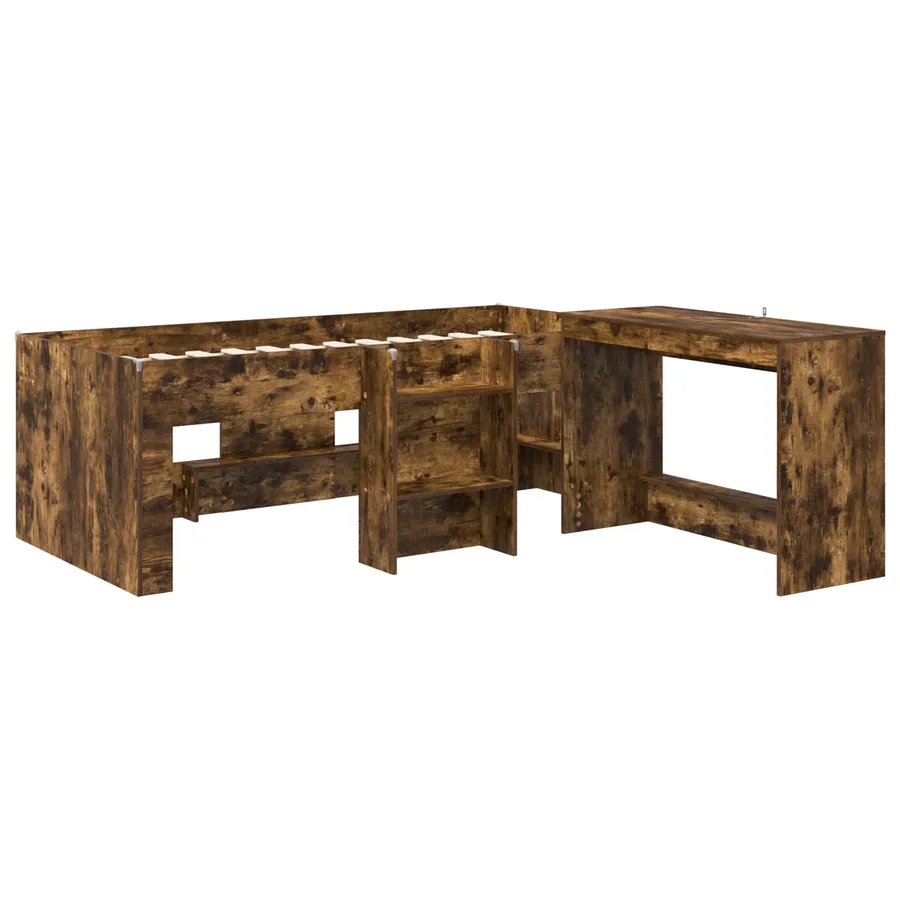 Lit haut pour enfants avec bureau 2 pc Chêne fumé - 3