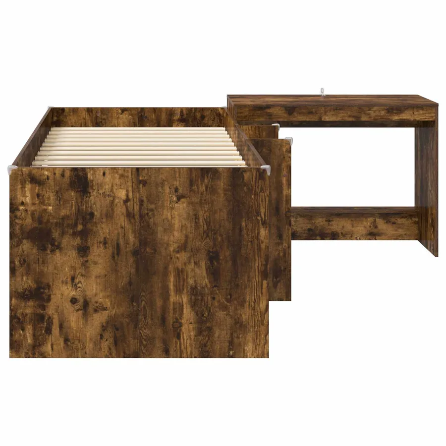 Lit haut pour enfants avec bureau 2 pc Chêne fumé - 4