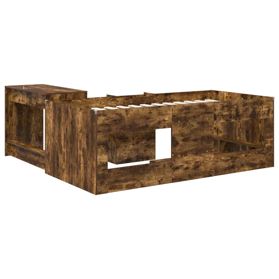 Lit haut pour enfants avec bureau 2 pc Chêne fumé - 5