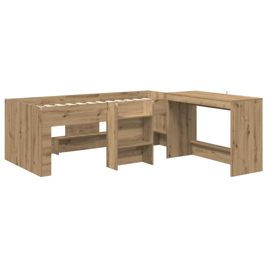 Lit haut pour enfants avec bureau 2 pc Chêne artisanal - 3