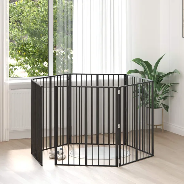 Porte pour chien 6 pcs Noir 80 x 100 cm Acier galvanisé