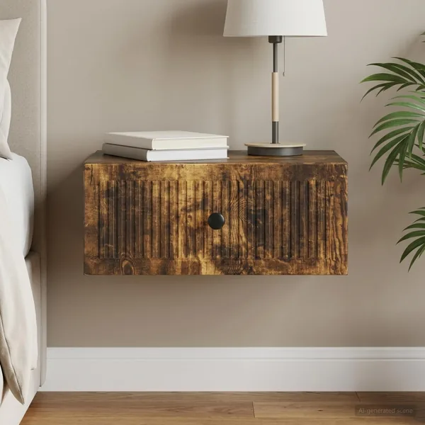 Cabinet de chevet avec tiroir Chêne fumé 49 x 34,5 x 20 cm