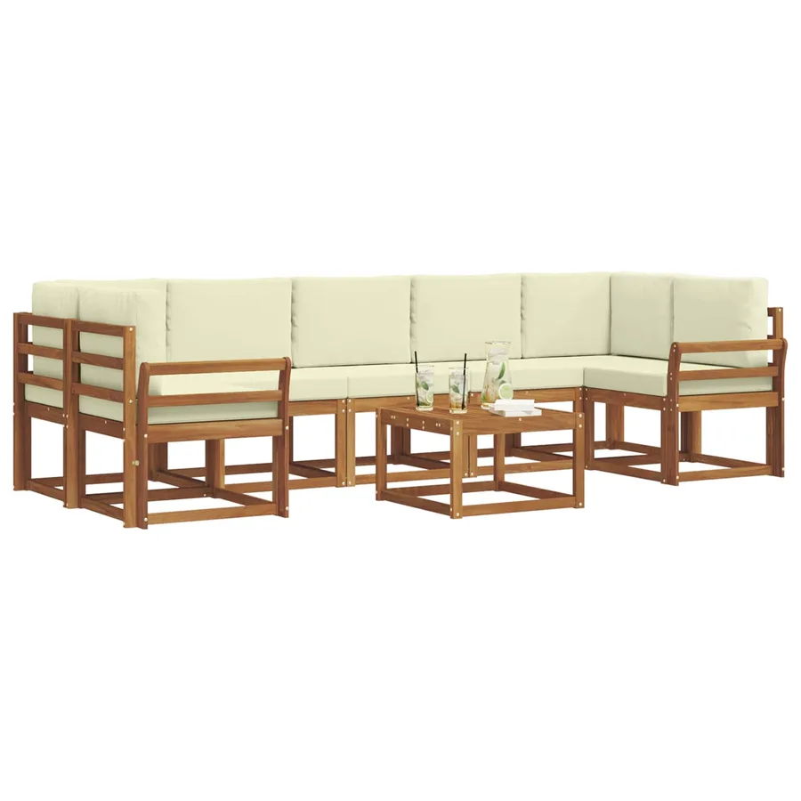 Ensemble de canapés d'extérieur 8 pcs Naturel et Crème - 3