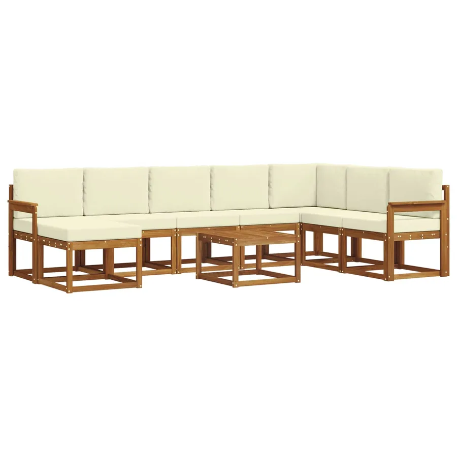 Ensemble de canapés d'extérieur 9 pcs Naturel et Crème - 2