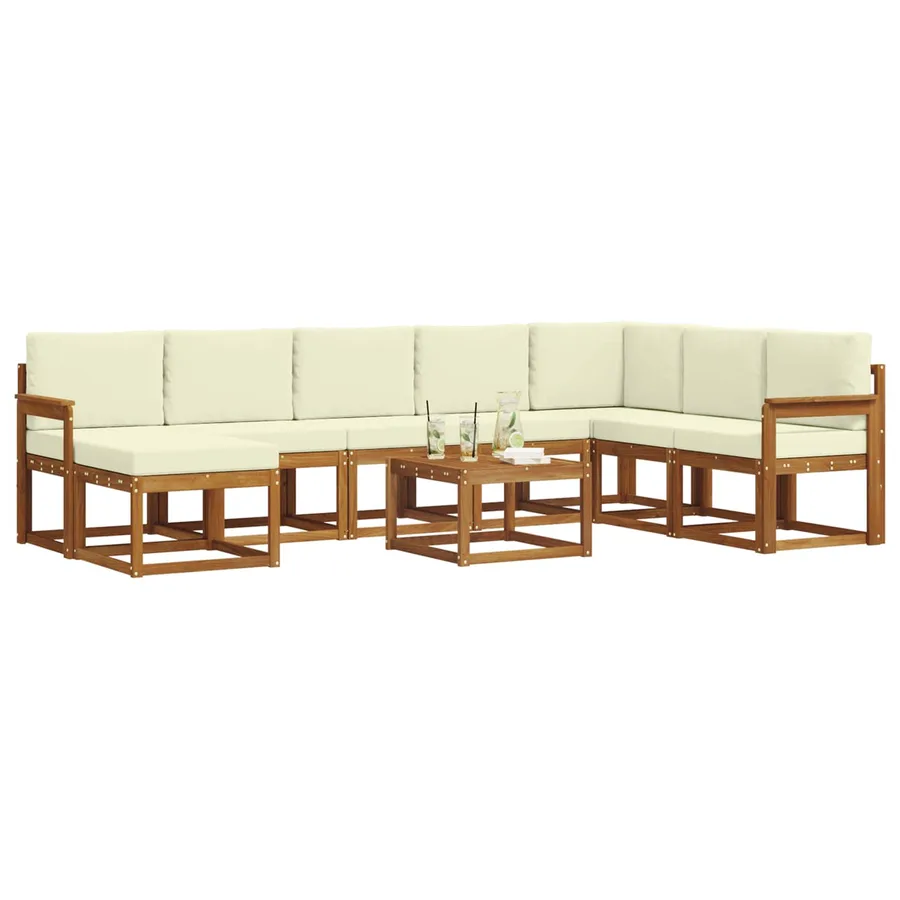 Ensemble de canapés d'extérieur 9 pcs Naturel et Crème - 3