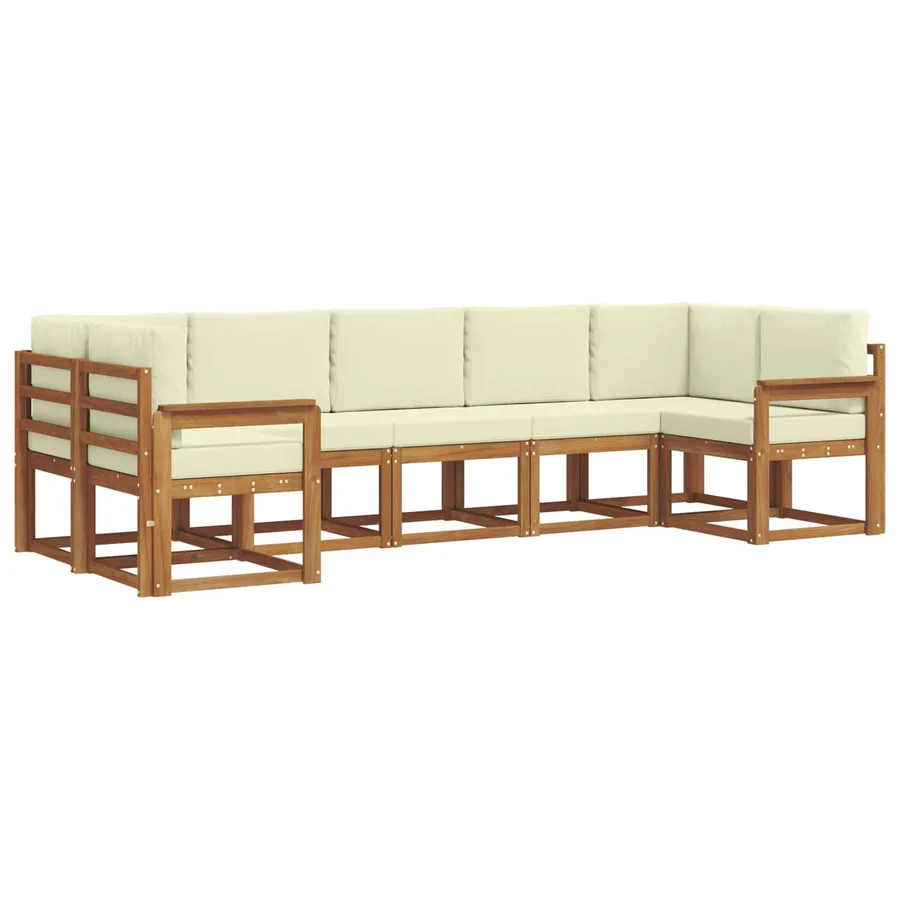Ensemble de canapés d'extérieur 7 pc Naturel et Crème - 2