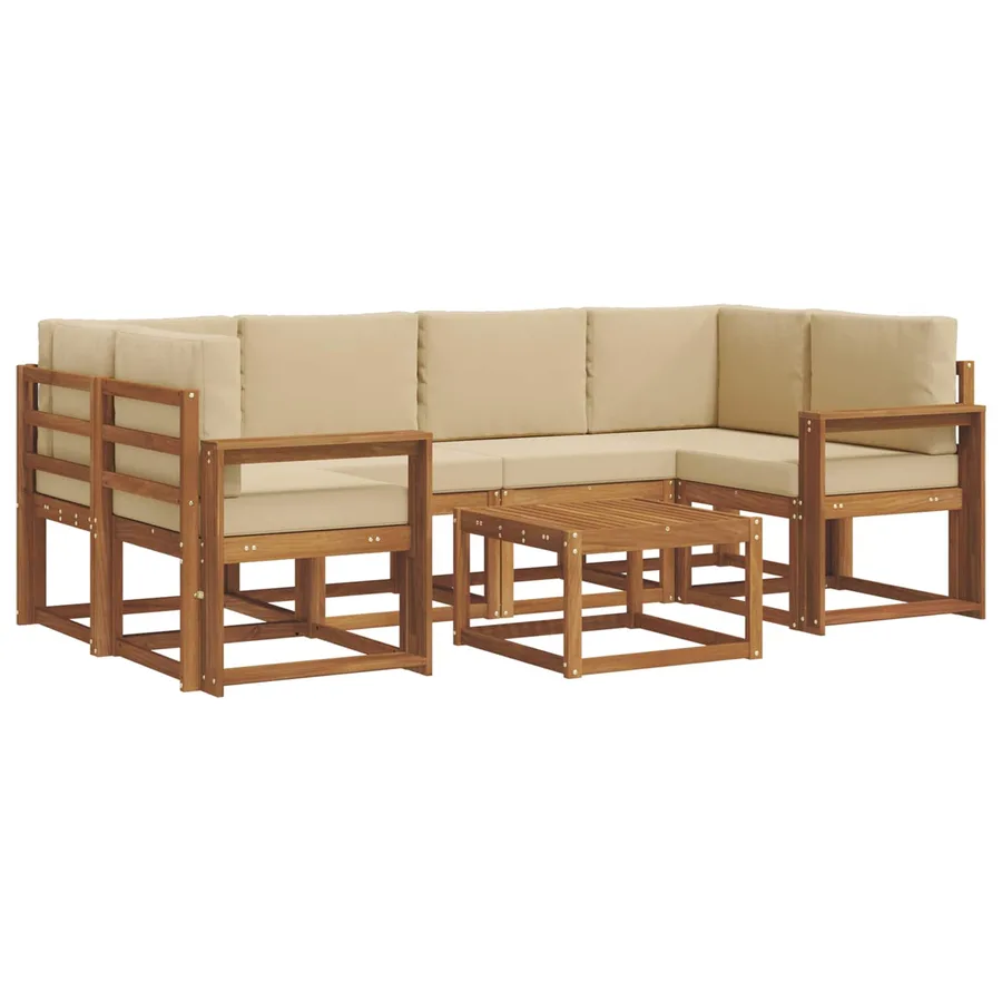 Ensemble de canapés d'extérieur 7 pcs Naturel et Beige - 2