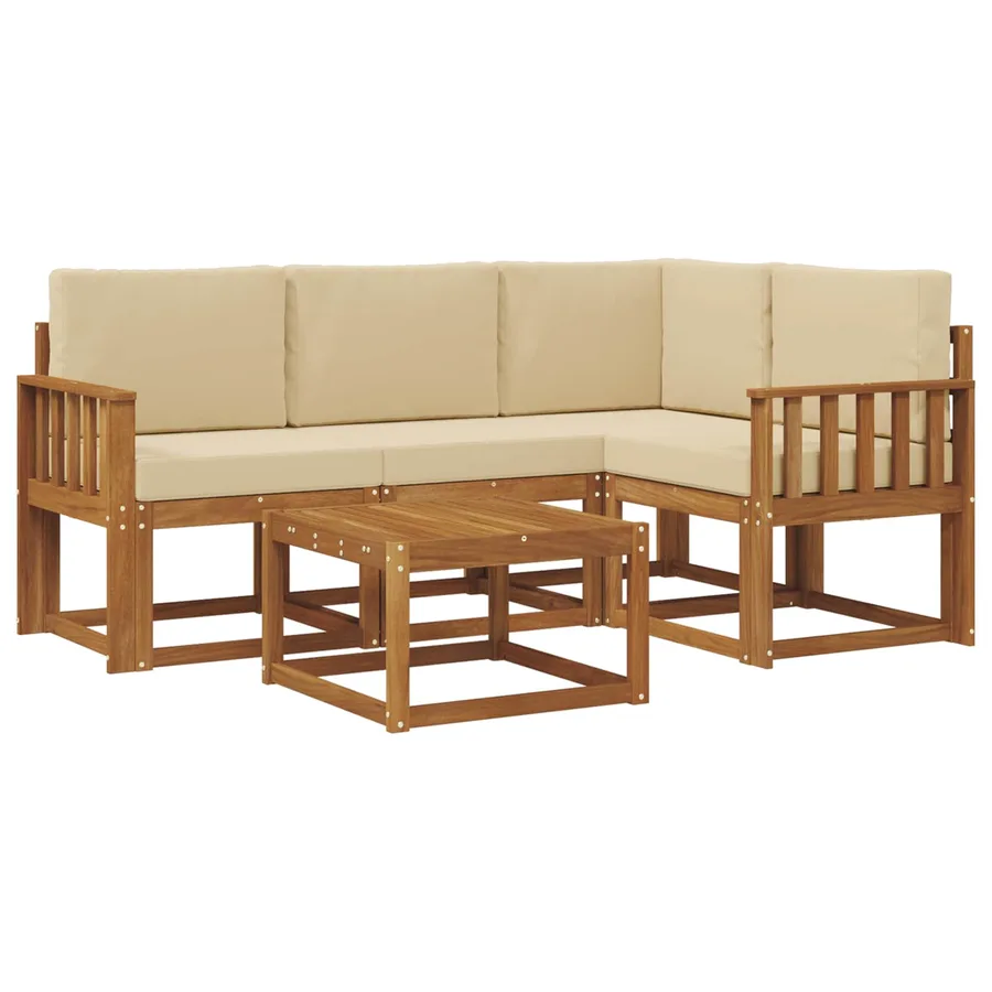 Ensemble de canapés d'extérieur 5 pcs Naturel et Beige - 2