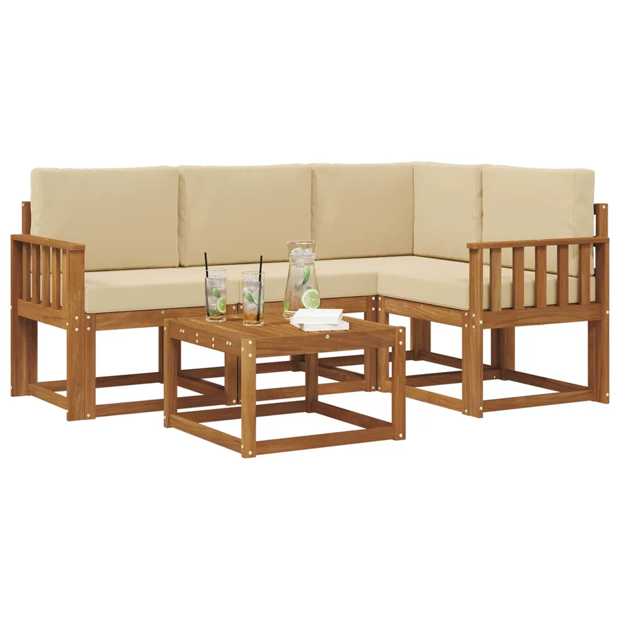 Ensemble de canapés d'extérieur 5 pcs Naturel et Beige - 3