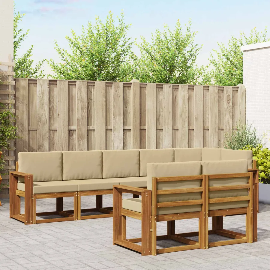 Ensemble de canapés d'extérieur 8 pcs Naturel et Beige