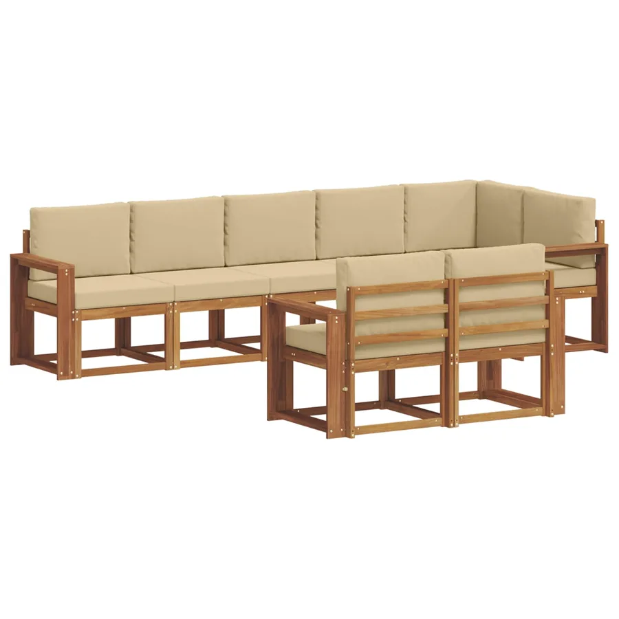 Ensemble de canapés d'extérieur 8 pcs Naturel et Beige - 2