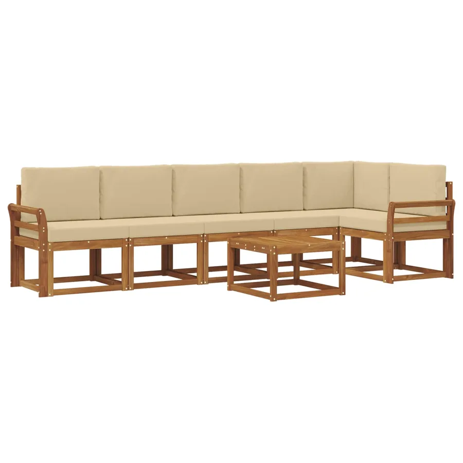 Ensemble de canapés d'extérieur 7 pcs Naturel et Beige - 2