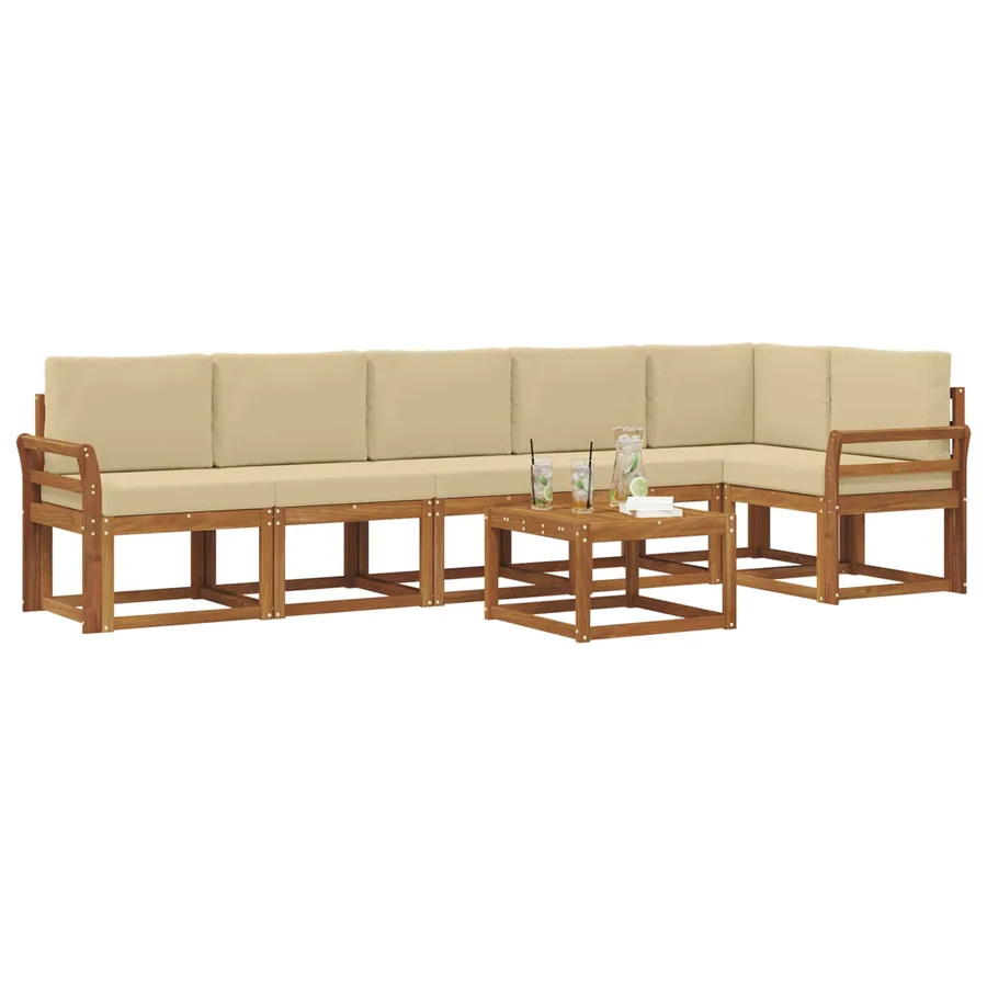 Ensemble de canapés d'extérieur 7 pcs Naturel et Beige - 3