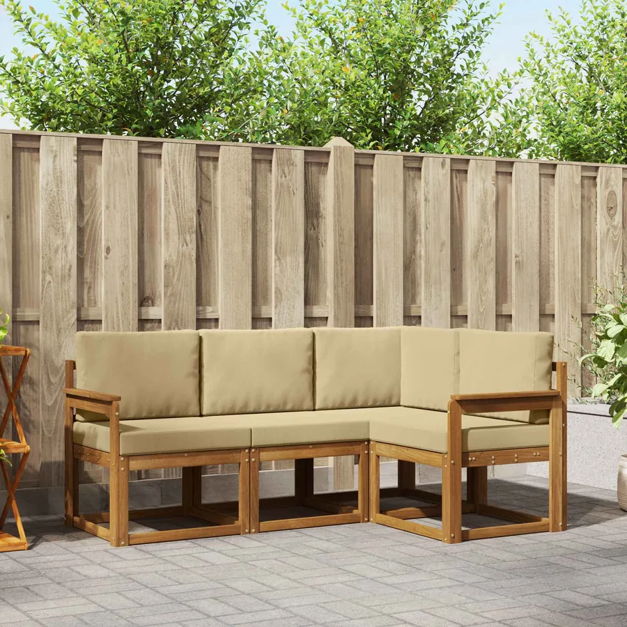 Ensemble de canapés d'extérieur 4 pcs Naturel et Beige