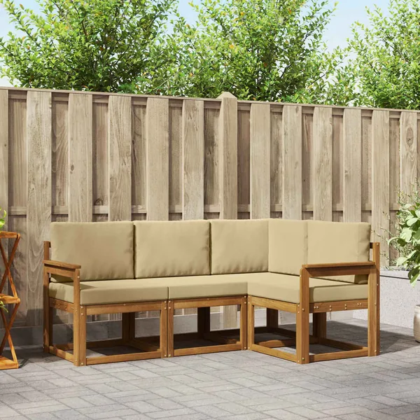 Ensemble de canapés d'extérieur 4 pcs Naturel et Beige