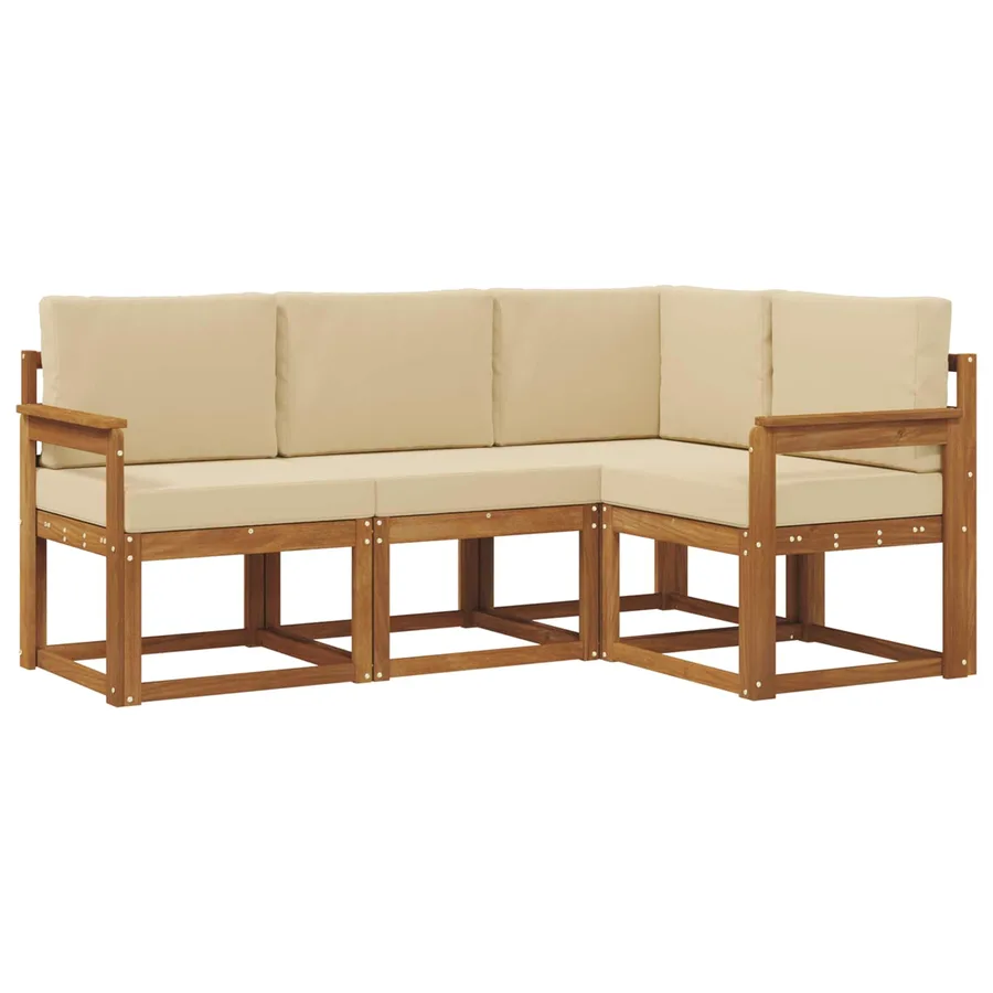 Ensemble de canapés d'extérieur 4 pcs Naturel et Beige - 2