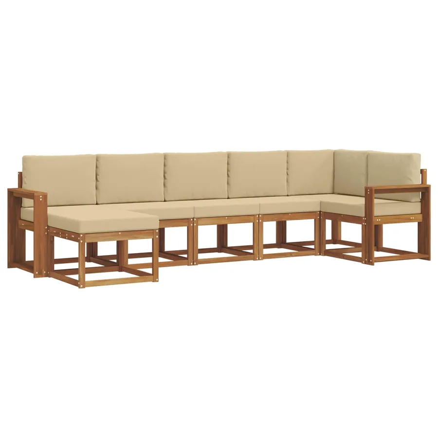 Ensemble de canapés d'extérieur 7 pcs Naturel et Beige - 2