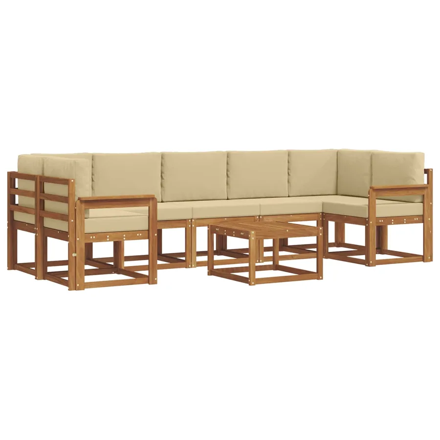 Ensemble de canapés d'extérieur 8 pcs Naturel et Beige - 2