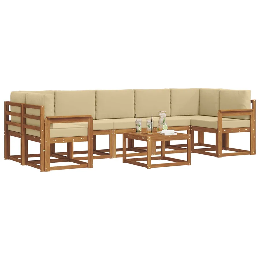 Ensemble de canapés d'extérieur 8 pcs Naturel et Beige - 3