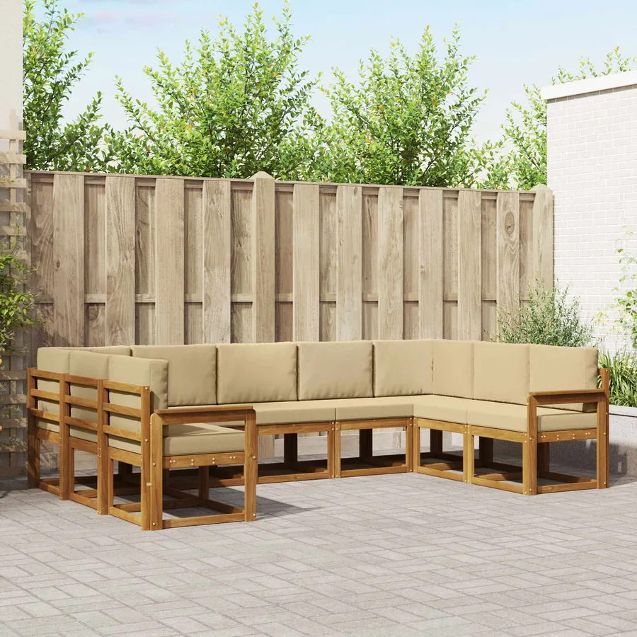 Ensemble de canapés d'extérieur 9 pcs Naturel et Beige