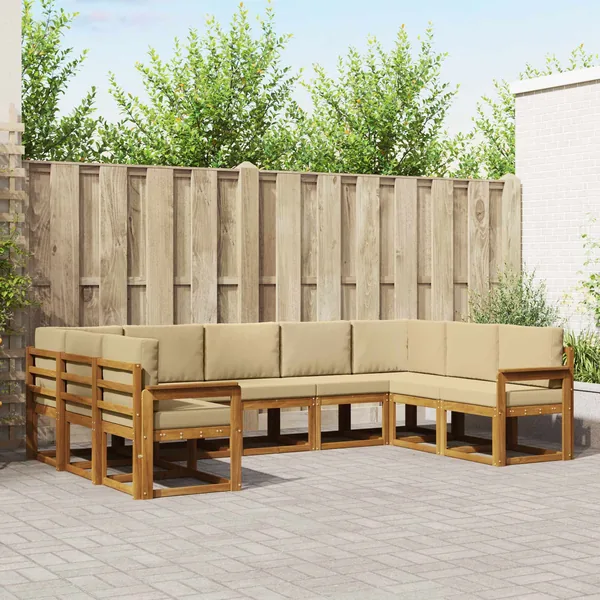 Ensemble de canapés d'extérieur 9 pcs Naturel et Beige