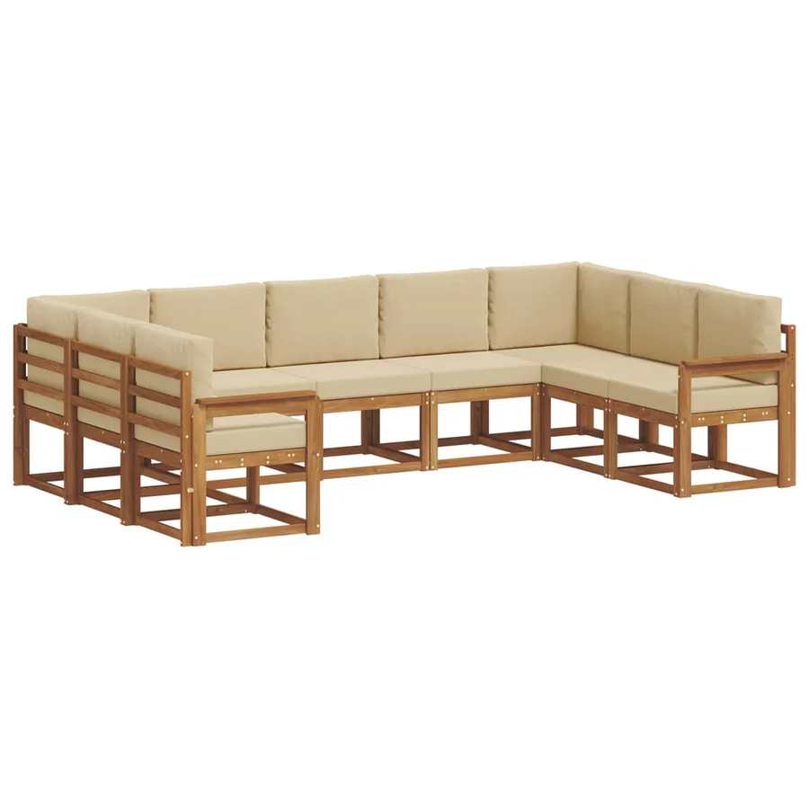 Ensemble de canapés d'extérieur 9 pcs Naturel et Beige - 2