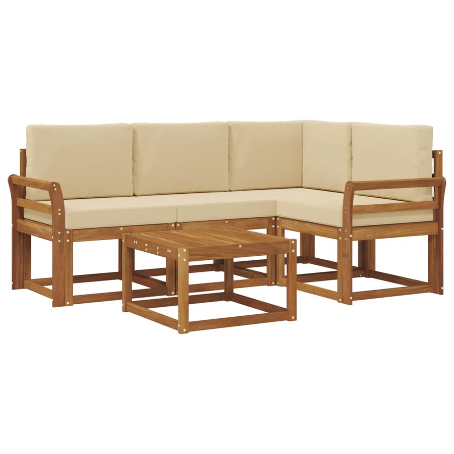 Ensemble de canapés d'extérieur 5 pcs Naturel et Beige - 2