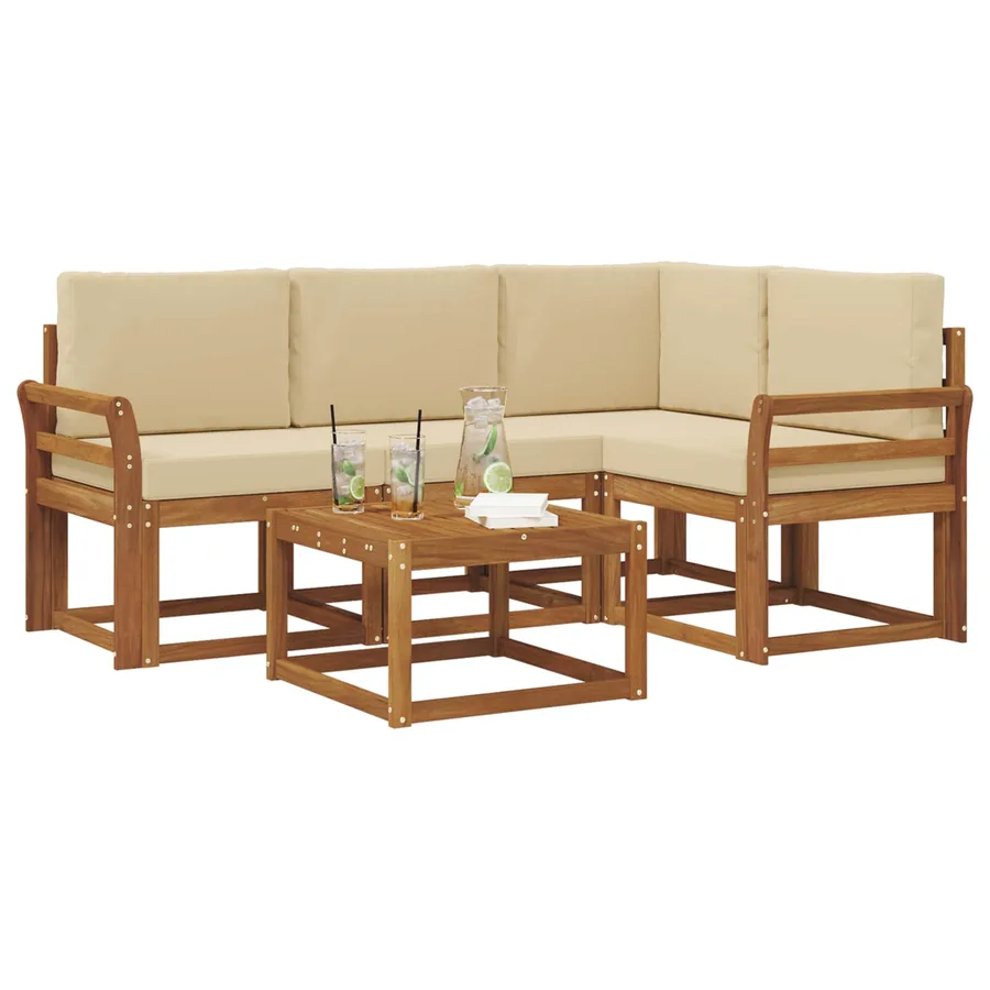 Ensemble de canapés d'extérieur 5 pcs Naturel et Beige - 3