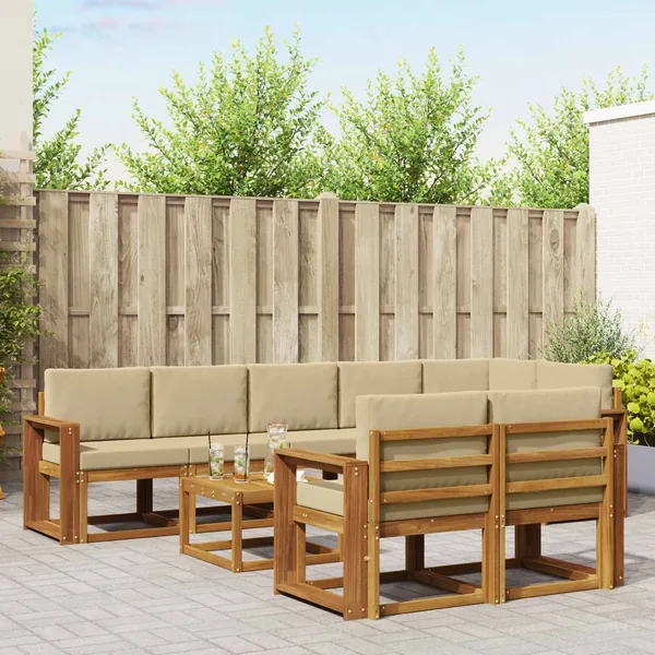 Ensemble de canapés d'extérieur 9 pcs Naturel et Beige