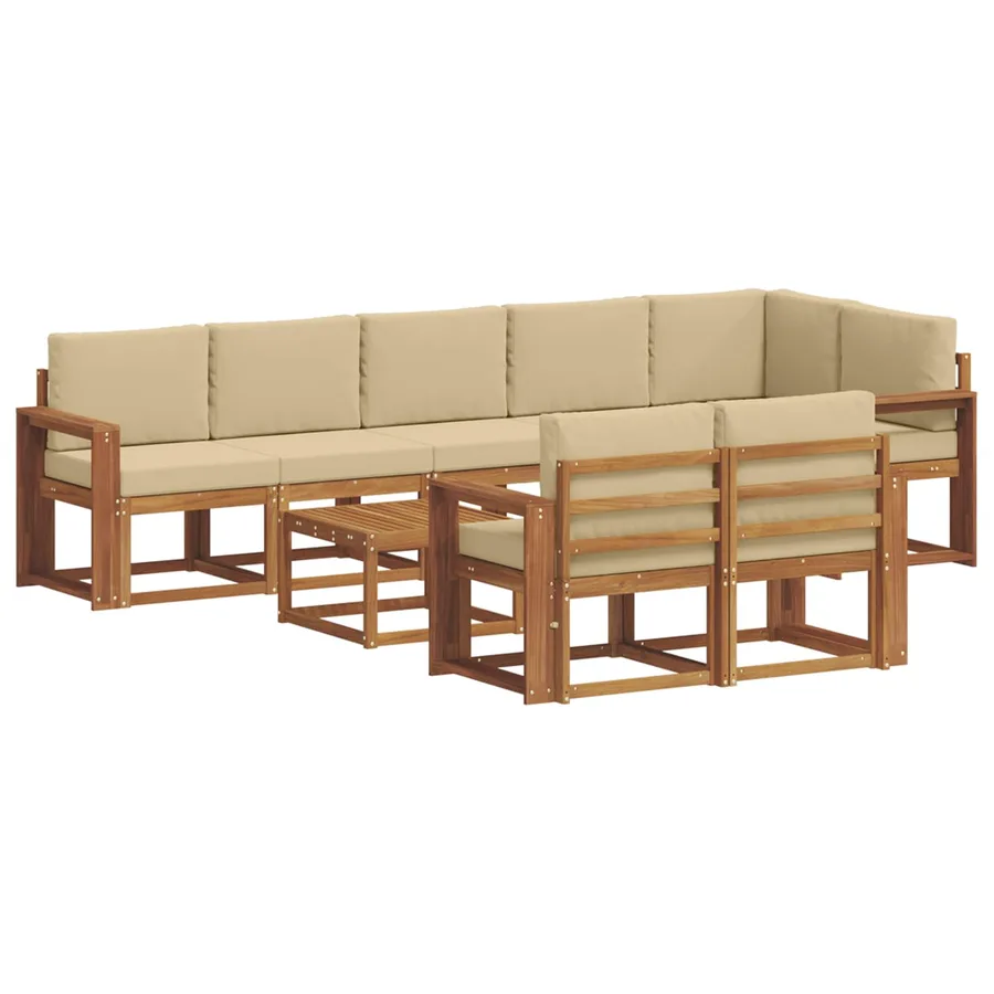Ensemble de canapés d'extérieur 9 pcs Naturel et Beige - 2
