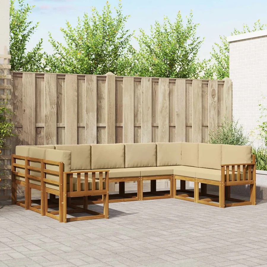 Ensemble de canapés d'extérieur 9 pcs Naturel et Beige