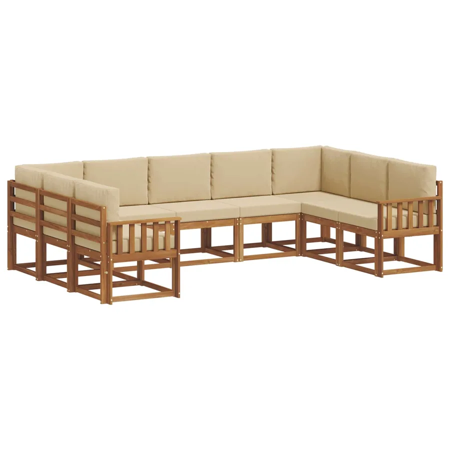Ensemble de canapés d'extérieur 9 pcs Naturel et Beige - 2