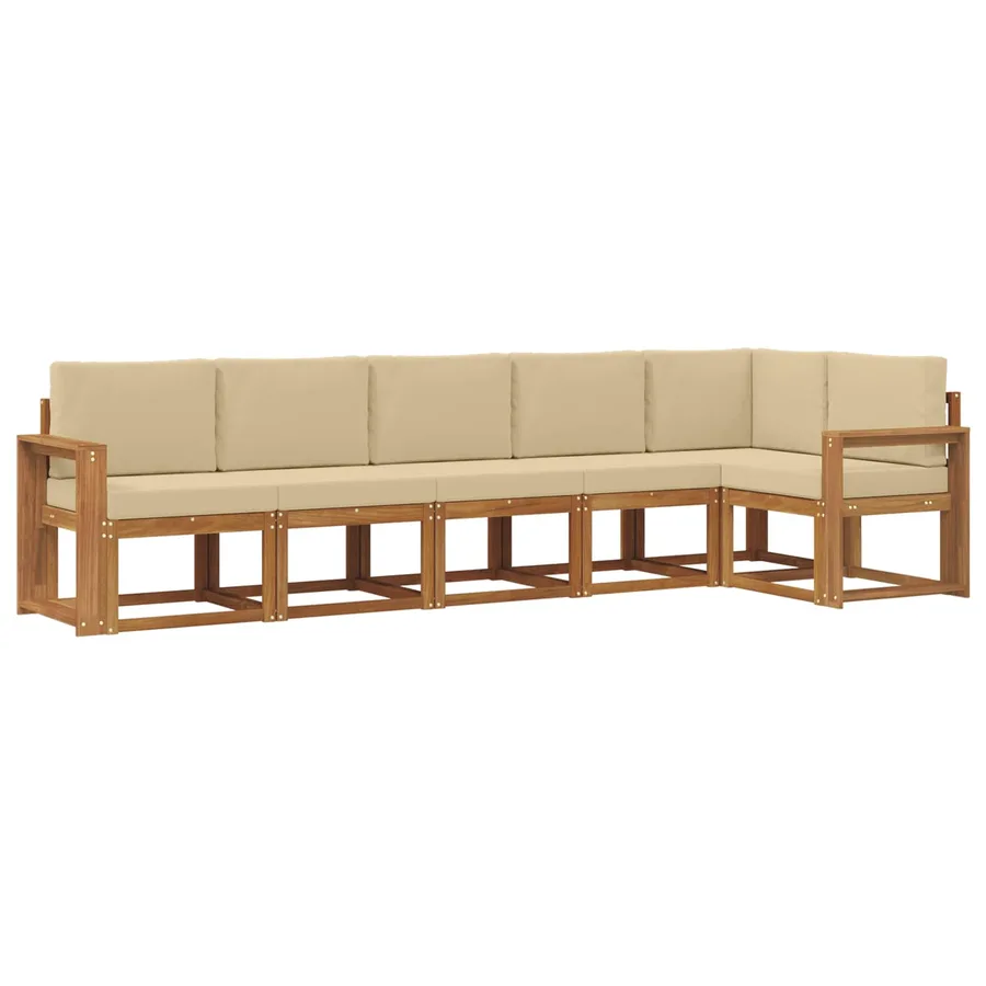 Ensemble de canapés d'extérieur 6 pcs Naturel et Beige - 2