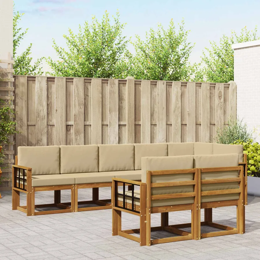Ensemble de canapés d'extérieur 8 pcs Naturel et Beige