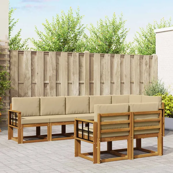 Ensemble de canapés d'extérieur 8 pcs Naturel et Beige
