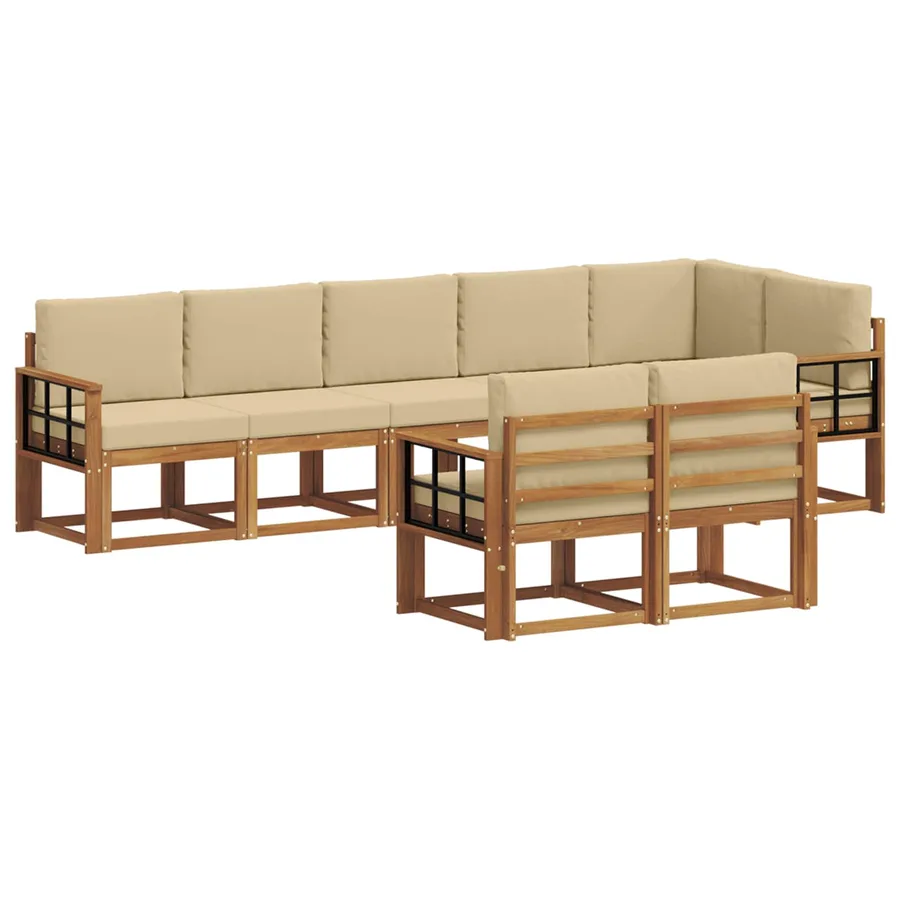 Ensemble de canapés d'extérieur 8 pcs Naturel et Beige - 2