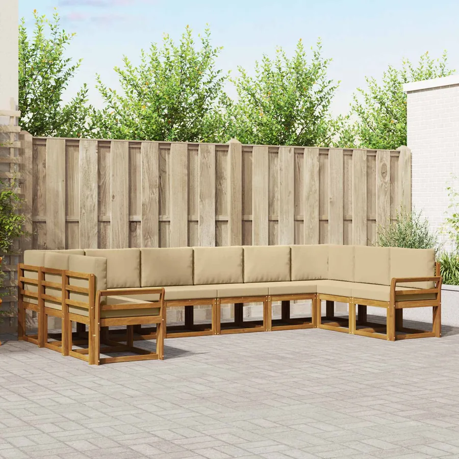 Ensemble de canapés d'extérieur 10 pcs Naturel et Beige